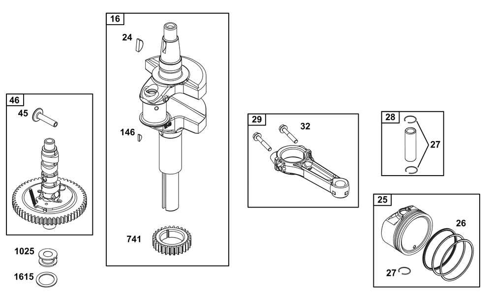 Crankshaft Group Diagram and Parts List for 356776-0013-G1 200000 - 399999 Briggs and Stratton Engine
